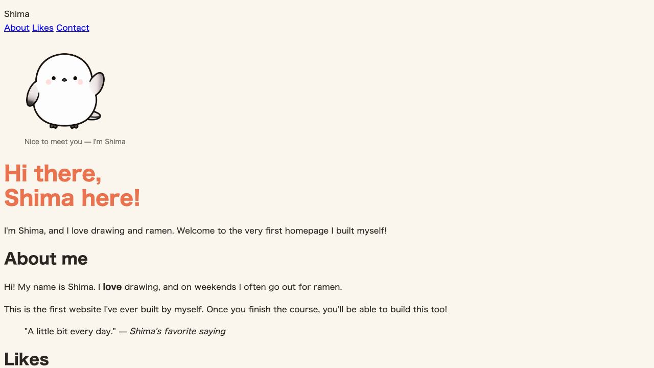Browser view. A nice gap has formed around the greeting text, making it look relaxed.